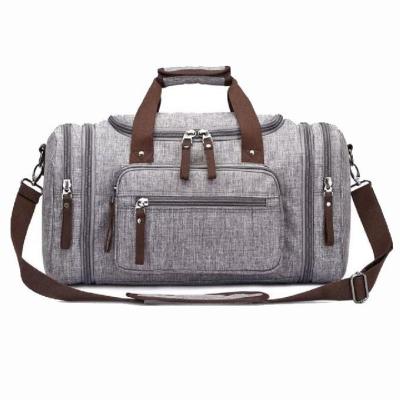 China Large Multi Compartment Vintage Travel Storage Bag Shoulder Strap Handle Gray Unisex for sale