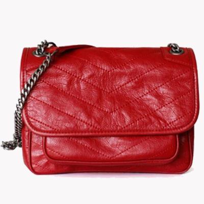 China Retro Geplooide V-Leer Één Schouderboodschapper Bag For Women van de Patroonkoe Te koop