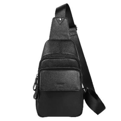 China Single Shoulder Men Genuine Leather Sports Chest Bag for sale