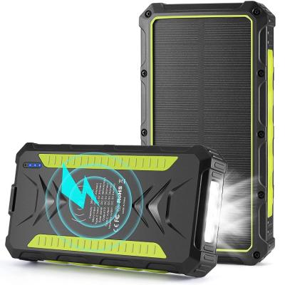 China Outdoor waterproof solar power bank high capacity 10000mah 20000mah fast charging support with dual usb wireless with drop shipping agent for sale