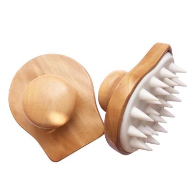 China Waterproof Wooden Hair Shampoo Brush Scalp Massage Wet And Dry Brush With Soft Head Brush Massager Silicone Therapy Massage Tools for sale