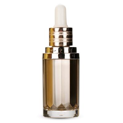 China Gold 10ml Cosmetic Acrylic Essential Oil Bottle Empty Cosmetic Lotion Bottles With Dropper for sale