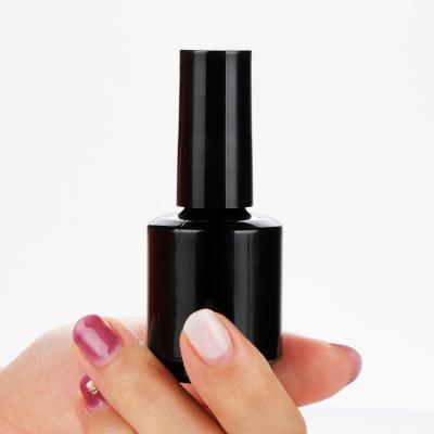 China Black 15ml Cosmetic Plastic Nail Polish Bottle Thicken UV Nail Gel Container With Brush for sale