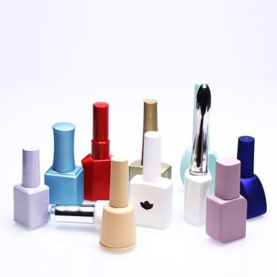 China OEM Cosmetic 8ml-15ml Wholesales Customized Empty Square Matte Gel Nail Polish Glass Bottle With Cap And Brush for sale