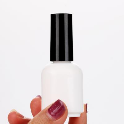 China Cosmetic White 15ml Gel Nail Polish Jar Thicken Nail UV Art Gel Jar Plastic Nail Gel Brush Bottle With Black Cap for sale