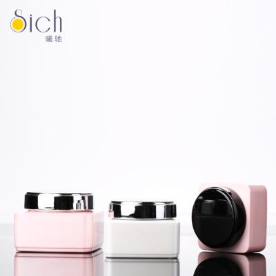 China 15g 30g 50g cosmetic empty UV gel jar glass facial cream pink nail polish bottle with pp inner for sale