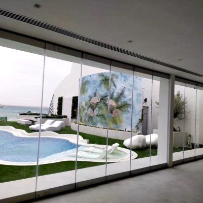 China Modern Movable Frameless Glass Wall For Showroom ,office and apartment for sale