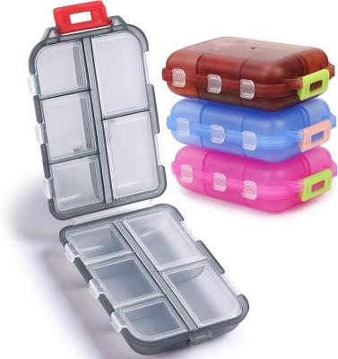 China Plastic Storage Box Mini Daily Weekly 7 Day Medicine Pill Box 10 Grid Travel Pill Organizer BPA Free Plastic Organizer for sale