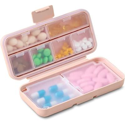 China Portable Plastic Rose Medicine Vitamin Holder Container Storage Box Daily Travel Pill Organizer 7 Compartments 8 Days Pill Box Portable Case Large for sale