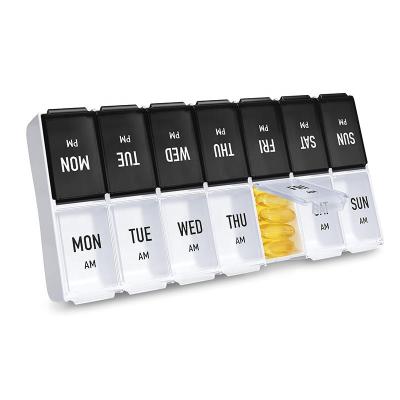 China Plastic Storage Box 7 Day Pill Organizer Large Pill Case Weekly Pill Box AM P.M. for Vitamin for sale