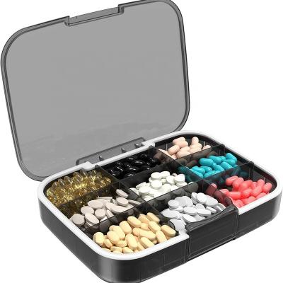 China Large 9 Compartment Pill Organizer Pill Box Travel Storage Box Pill Case XL Pill Container Plastic Portable Moisture Proof Holder for sale