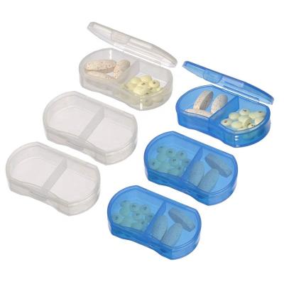 China Small Slim Medicine Mini Portable Container Case Plastic Storage Box Style Emergency Pill Box With Double Compartments for sale