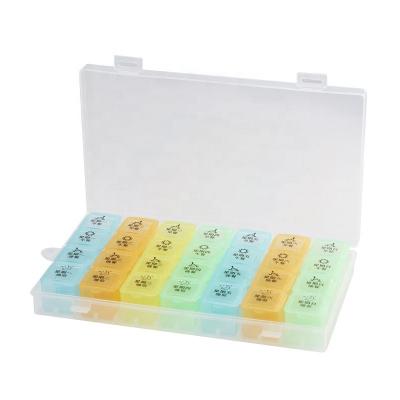 China Plastic Storage Box Monthly Medication Organizer 28 Days Weekly Pill Organizer AM P.M. Dispenser Large 4 Times A Day 7 Day Pill Boxes Organizer for sale