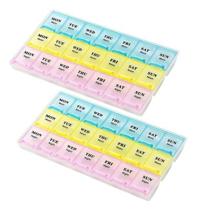 China Plastic Storage Box 3 Time-a-Day Medication Reminder Boxes Weekly Pill Organizer 21 Day Pill Planners For Pills Vitamins Travel Friendly for sale