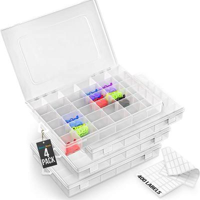 China Folding 36 Grid Compartments Organizer Box Bead Storage Clear Plastic Containers With Removable Dividers for sale