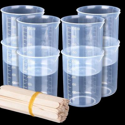 China Stocked Graduated Plastic Measure Cups 300ml Liquid Measuring Mixing Cups For Epoxy Resin for sale