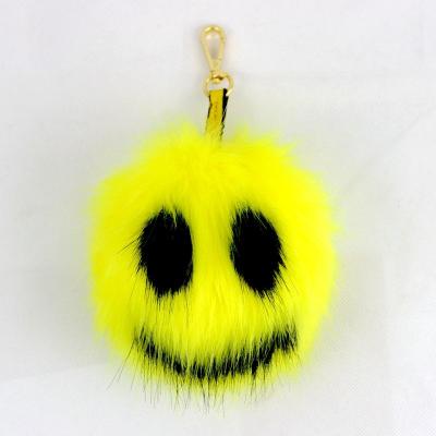 China 2022 New Design Eco - Friendly Small Plush Ball Key Chain With Rabbit Fur for sale