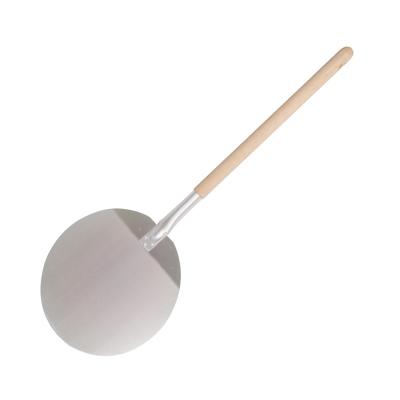 China Hign Quality Round Shape Pizza Skin Sustainable Aluminum Pizza Paddle With Long Wooden Handle for sale