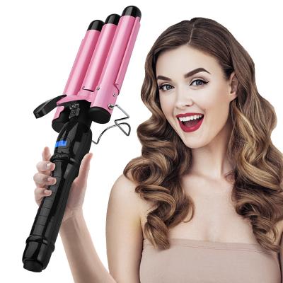 China New Design 3 Barrel Fast Heating 360 Degree Rotating PTC Heating Anti Scalding HAIR CURLER for Personal and Travel Use for sale