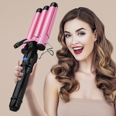 China 3 Barrel Design Portable Three Barrel Instant Rotating Curling Heat Scalding Anti Up Hair Curler Wand For Salon for sale