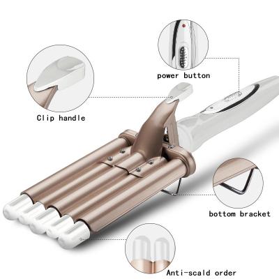 China Portable Light Weight 5 Barrel Design PTC Heating Anti Scalding Instant Heat Up Gloss Ceramic Coating Rose Gold Hair Curling Iron for sale