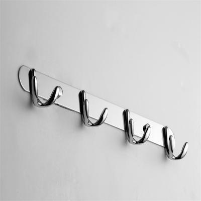 China Modern Kitchen Customized Wall Mounted Stainless Steel+ Zinc Alloy 4 Hooks Rack For Hanging Clothes Hats Coat Hanger For Bathroom for sale