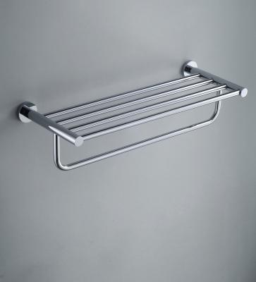 China Kirsite Factory Outlet Luxury Bathroom Accessories Shower Towel Rack Wall Mounted Chromed Hand Towel Shelf for sale