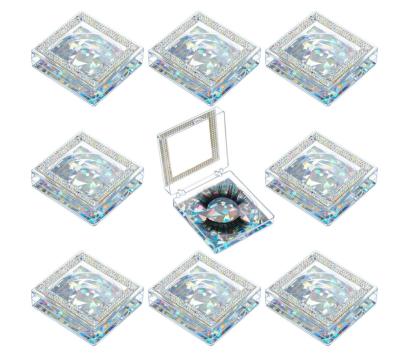 China Factory Wholesale ENVIRONMENT FRIENDLY Rhinestones Fit Lash Case Storage Box with Glitter Paper and Clear Tray for Women Girls Eyelash Care for sale