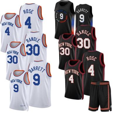 China Anti-Bacterial Derrick Rose New York Basketball Jerseys 9 RJ Barrett 30 JuliusRandle Stitched USA Basketball Black City Uniform Edition White for sale