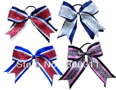 China Fashion 3 colors sequin hair bow for cheerleading ribbons for sale