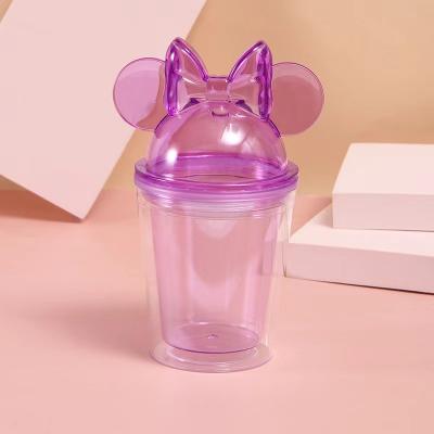 China Eco-Friendly Travel Acrylic Drinking Water Wall Wine Bottle Mouse Bottle Stored Plastic Travel Double Mugs Creative Diary for sale