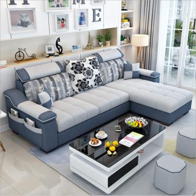 China Sling Furniture Sofa Set Hot Sale Hotel Sofa Modern Design Fabric L-Shaped Sectional Sofa Classic Small Cheap Cozy for sale