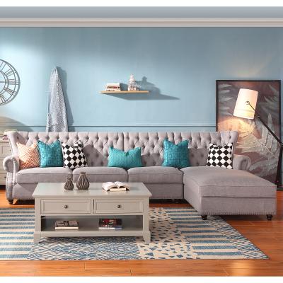 China Corner Sofa L Shaped Sofa With Chaise Lounge Sectional Sofa Set With Ornate Button for sale