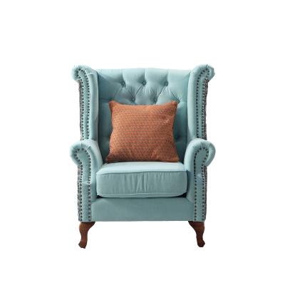 China American Style Armchair Stool with Wing Back Royal Leather Chair with Tufted Button Accent Chair Nailhead Trim Armrest Modern for sale