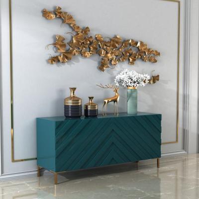 China Modern luxury coffee table side table green decorate cabinet stainless steel gold frame table with drawer for sale