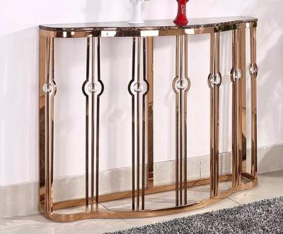 China Modern Luxury Gold Coffee Table Console Table Stainless Steel Single End Table With Marble Tops for sale