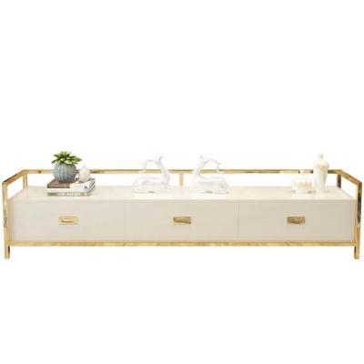 China Modern Luxury Coffee Table Side Table With Drawer Stainless Steel Frame Living Room Gold Cabinet for sale