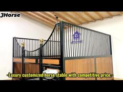 Black Powder Coating Modular Horse Stalls , Bamboo Infill Premade Horse Stalls