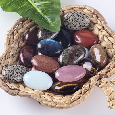 China China Natural Oval Cabochon Multicolor Stone Polished Pocket Gemstone Healing Palm Soapstone Crystal For Jewelry Making for sale