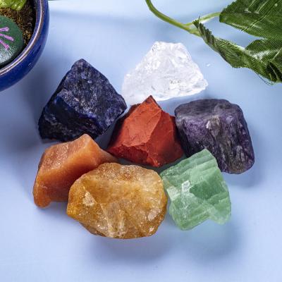 China China Natural Healing Crystal Stone Craft Crystal 7Chakra Set Semi Precious Stone Tumbled Stone Gemstone For Energy Meditation for sale