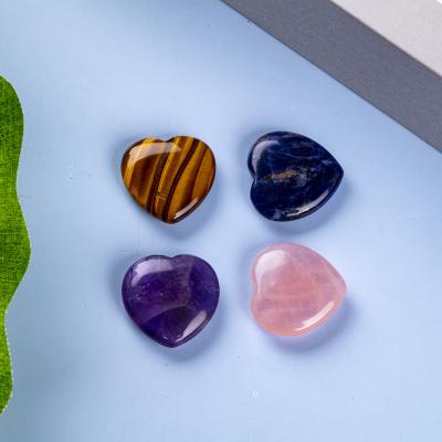 China China Natural Tiger's Eye Amethyst Blue-vein Heart Stone Chakra Healing Crystal Healing Love Stone Pink Gemstone for Meditation for sale