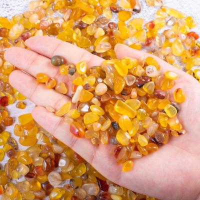 China China Natural Yellow Agate Tumbled Small Irregular Shape Chips Gravels Crystals Crushed Stone Used For Spiritual Healing Garden Decor for sale