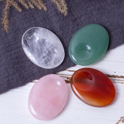 China China Wholesale Worry Stone Clear Crystals Gemstone Inch Quartz China Selenite Oval Shape Used For Meditation Concentration Spiritual for sale