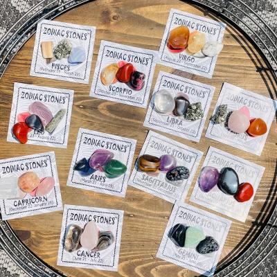 China China Customize Zodiac Stone Gemstone Healing Crystals Tumbled Stone Set For Gift and Reiki Chakra Birthstone for sale