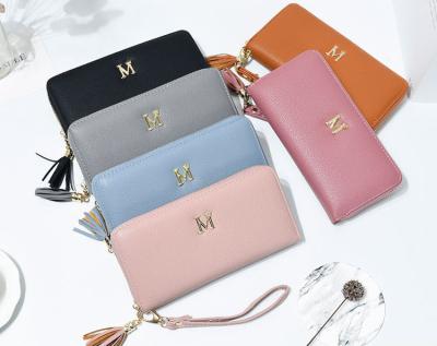 China RFID Wholesale Yiwu Manufacturer Wallet Long PU Leather Women M Letters Wallet For for sale