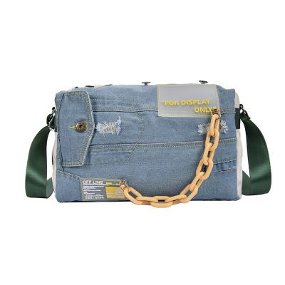 China Fashoion new fashion personality creative travel denim portable cross - body bag shoulder sports gym bag for sale