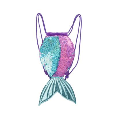 China Fashoion New Fashion Little Mermaid Sequins Draw String Bag Student Backpack Unicorn Shoulder Bags for sale