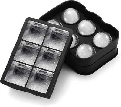 China Silicone Whiskey Cocktails Ice Press Molds With Funnel Ice Cube Tray Silicone 6 Cavity 1.8 Inches for sale