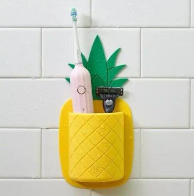 China Sustainable Accessories Pineapple Shape Wall Mounted Bathroom Toothbrush Holder For Kids for sale