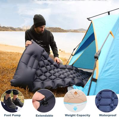 China Hybrid Type Wholesale Inflatable Outdoor Portable Air Bed Sleep Pad Camping Mat Air Mattress for sale